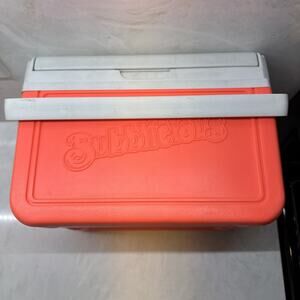 Vintage Small Coleman Flip Lid Pink Bubbalicious Mini Cooler 5205 5QT Lunch Box